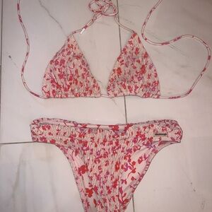 Blackbough Bikini Set Pink Floral Smocked